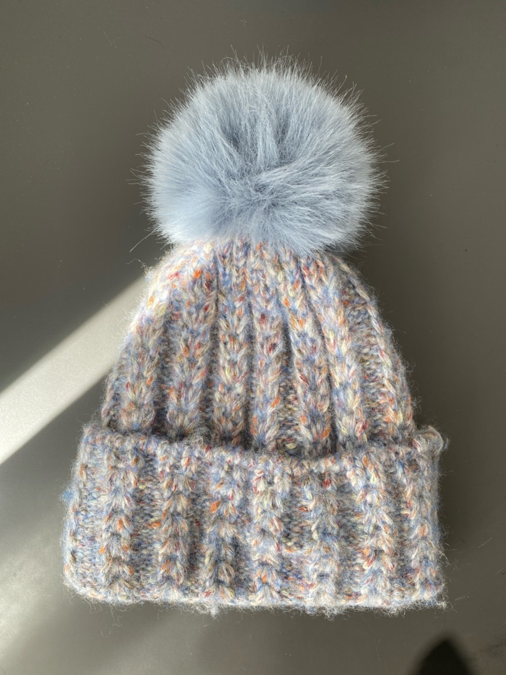 Norla Canada Women’s Blue Pom Pom Knit Beanie Hat Multi-Color OS Outdoor Chic